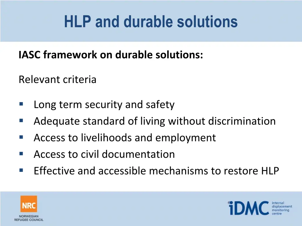 hlp and durable solutions