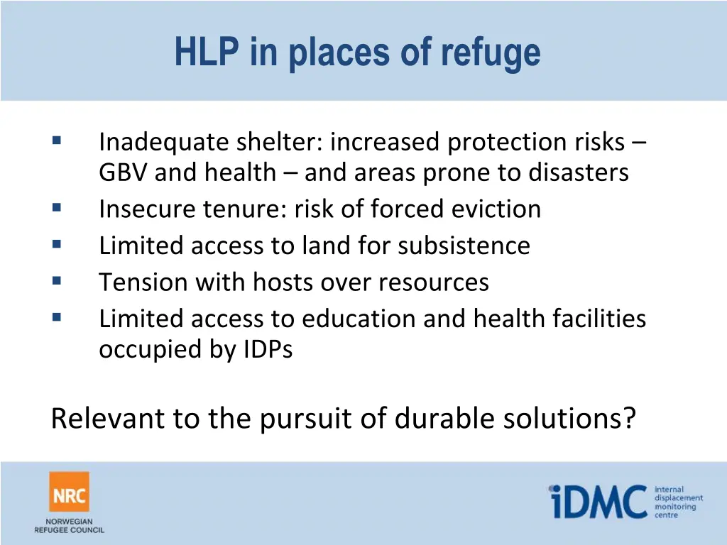 hlp in places of refuge