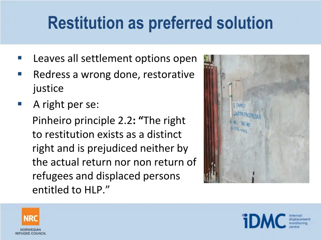 restitution as preferred solution