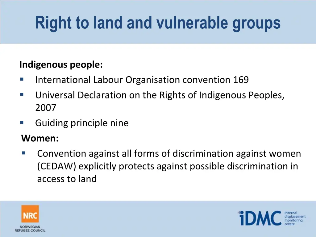 right to land and vulnerable groups