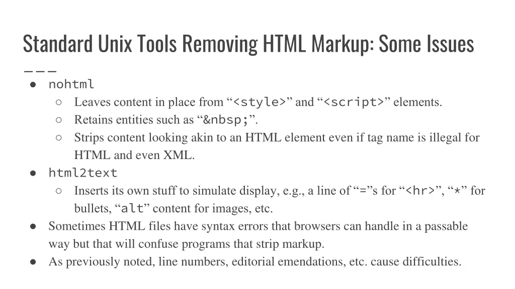 standard unix tools removing html markup some