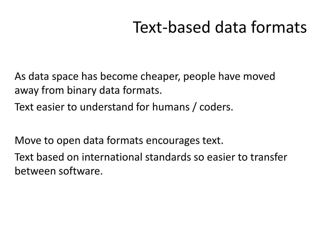 text based data formats