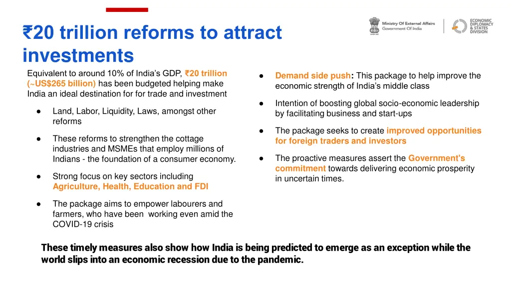 20 trillion reforms to attract investments