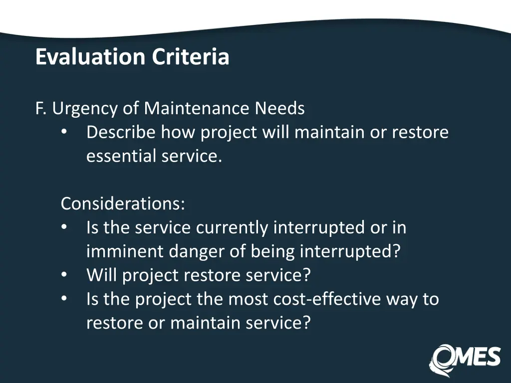 evaluation criteria 5