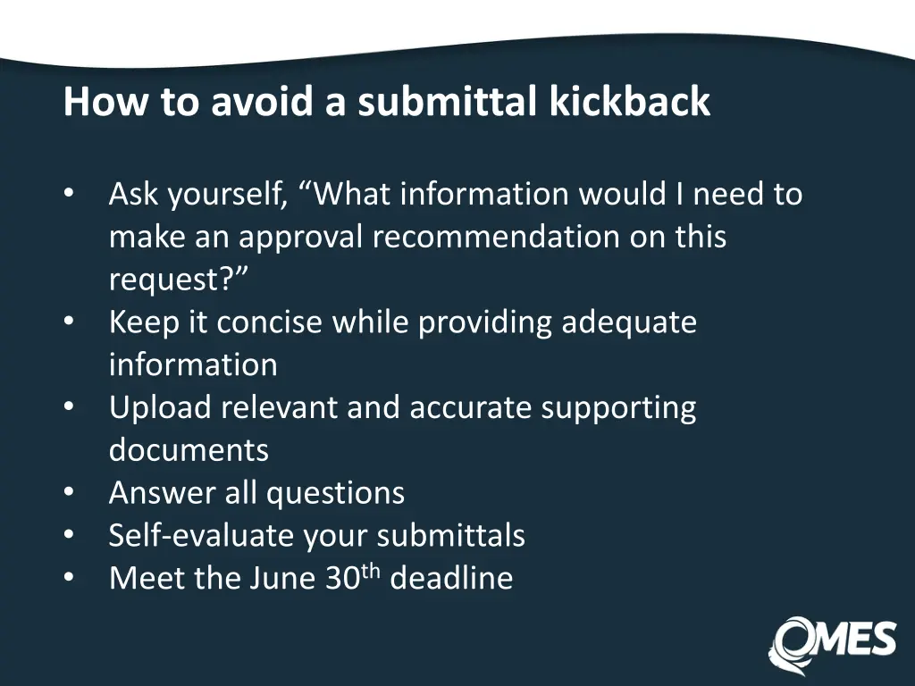 how to avoid a submittal kickback