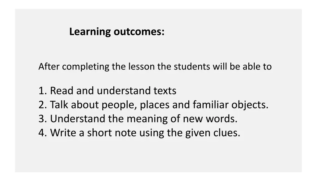 learning outcomes