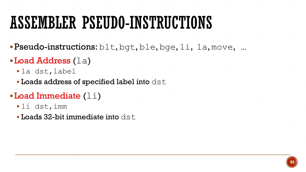 assembler pseudo instructions 1