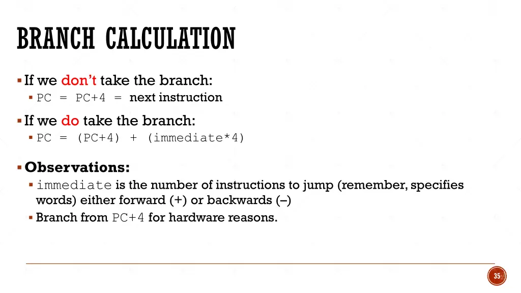 branch calculation