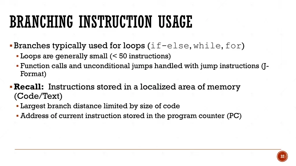 branching instruction usage