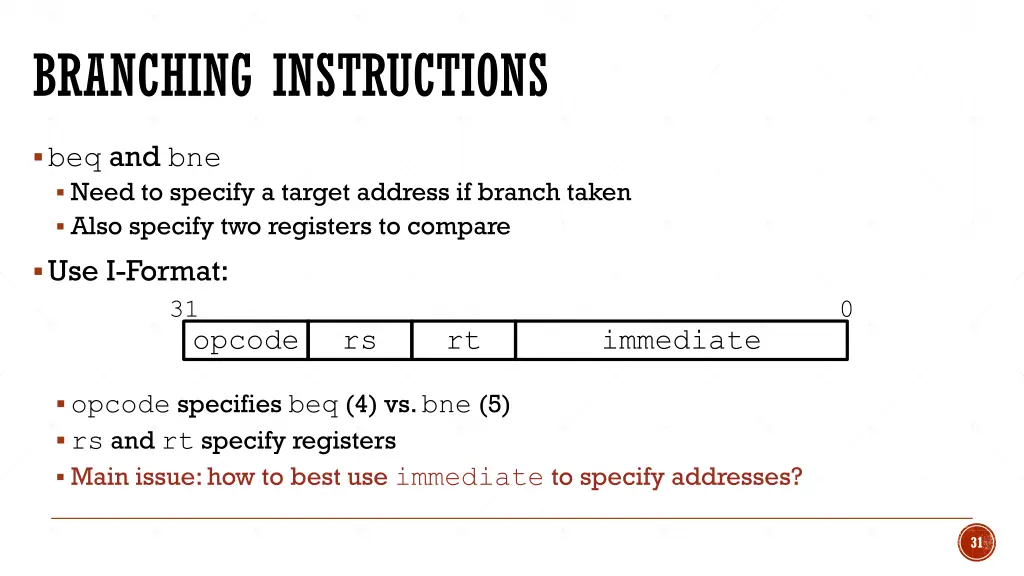 branching instructions