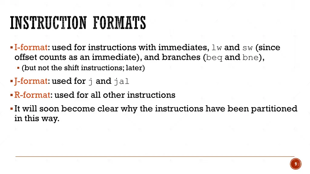 instruction formats