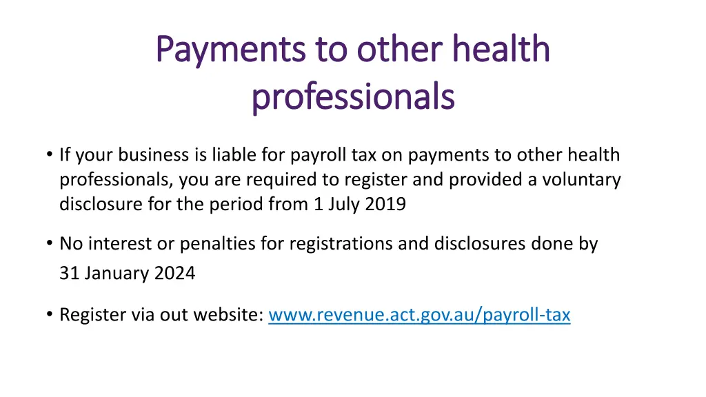 payments to other health payments to other health