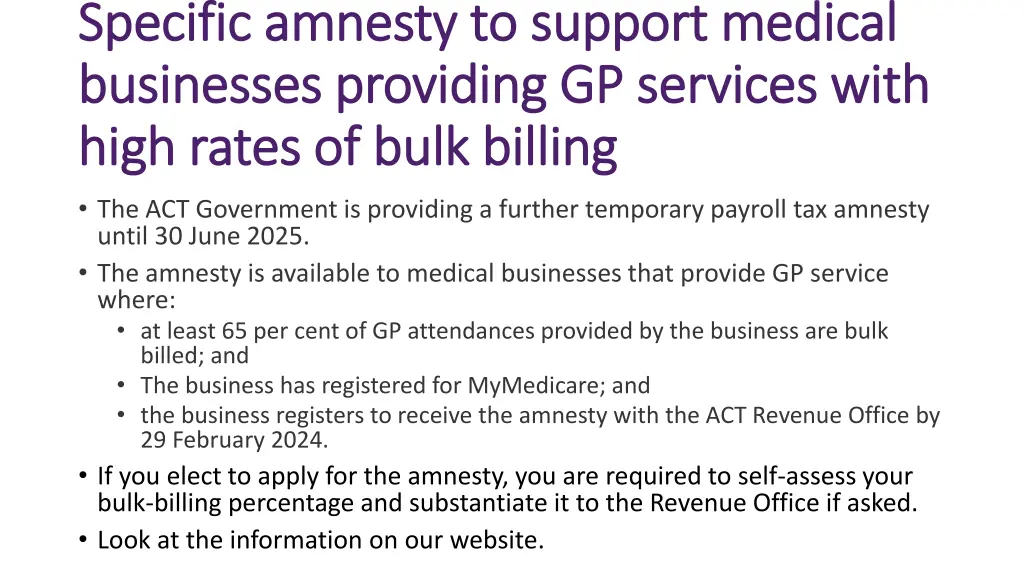 specific amnesty to support medical specific