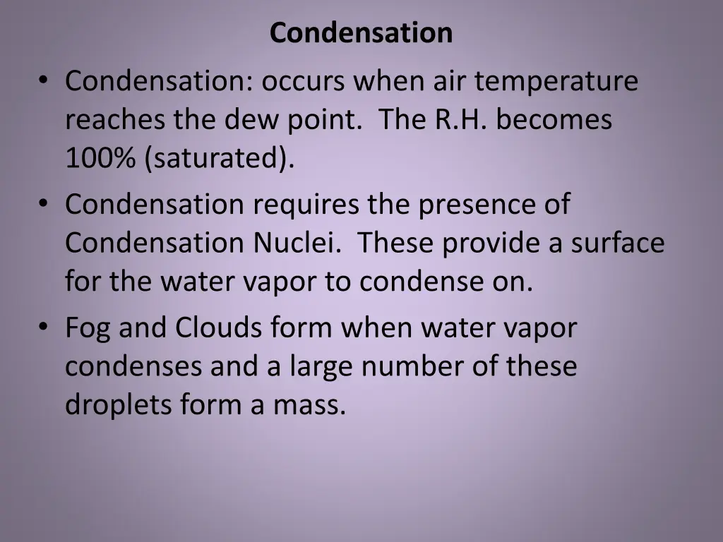 condensation