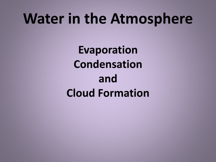 water in the atmosphere