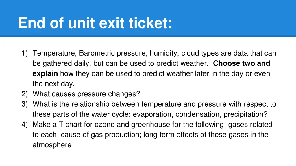 end of unit exit ticket