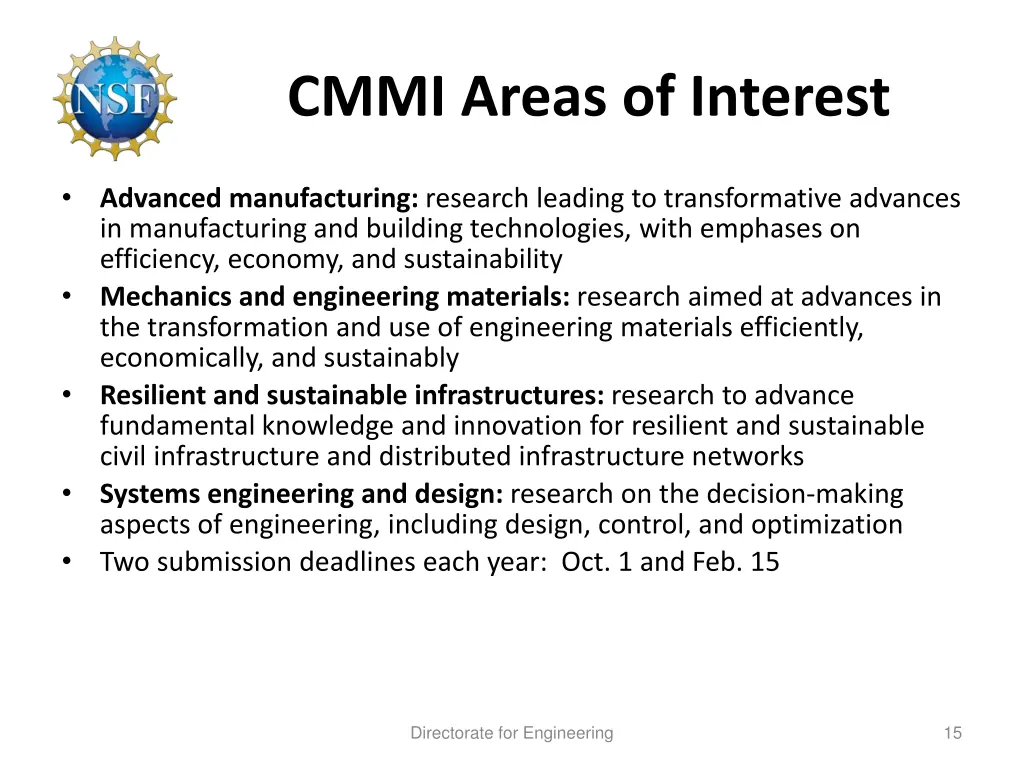 cmmi areas of interest