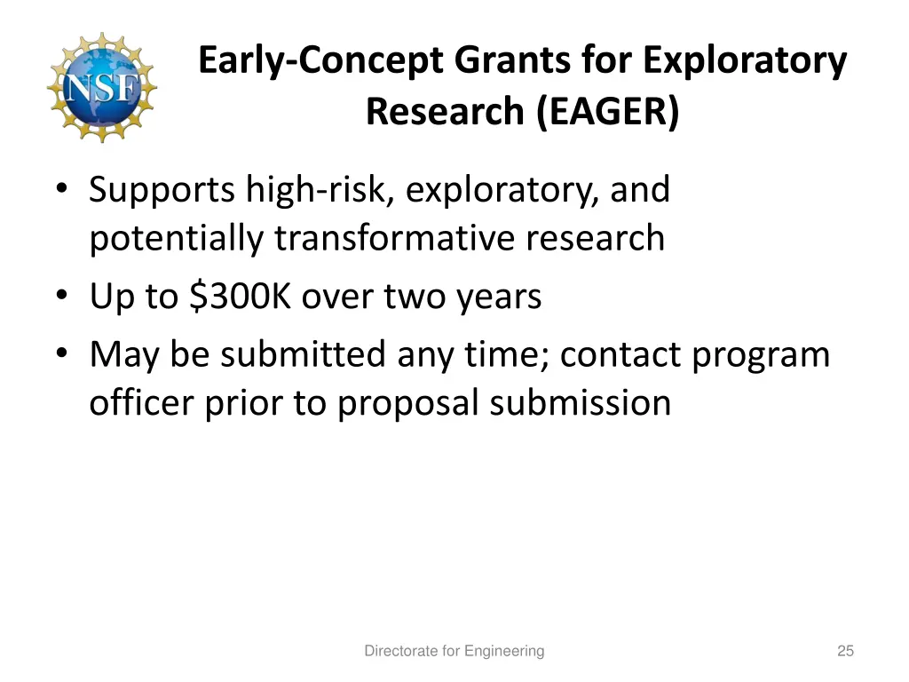 early concept grants for exploratory research