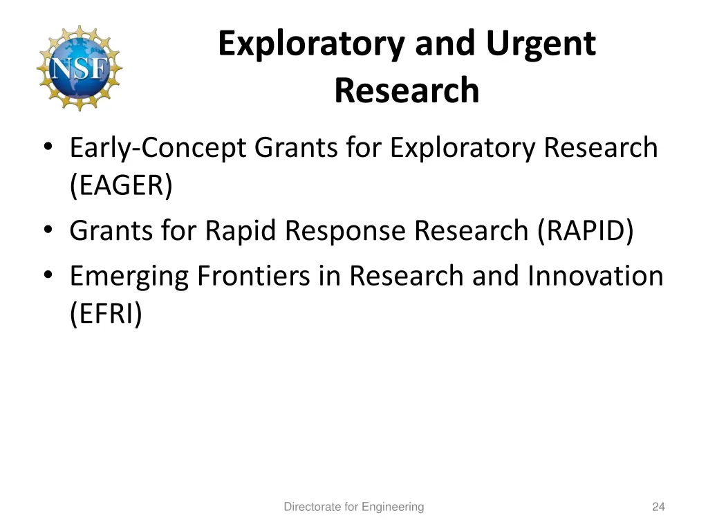 exploratory and urgent research