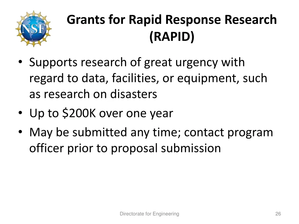 grants for rapid response research rapid