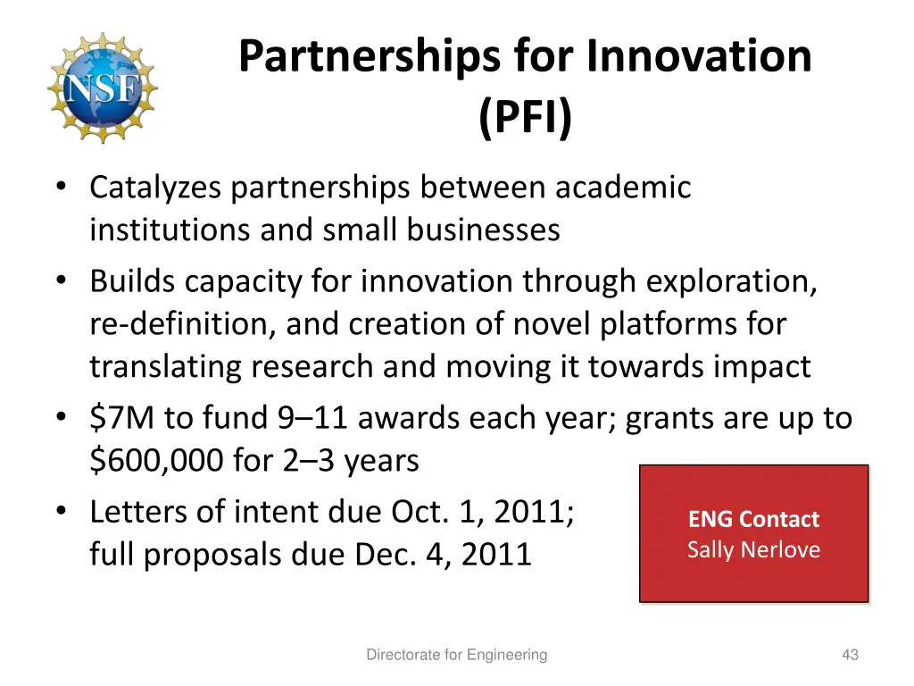 partnerships for innovation pfi