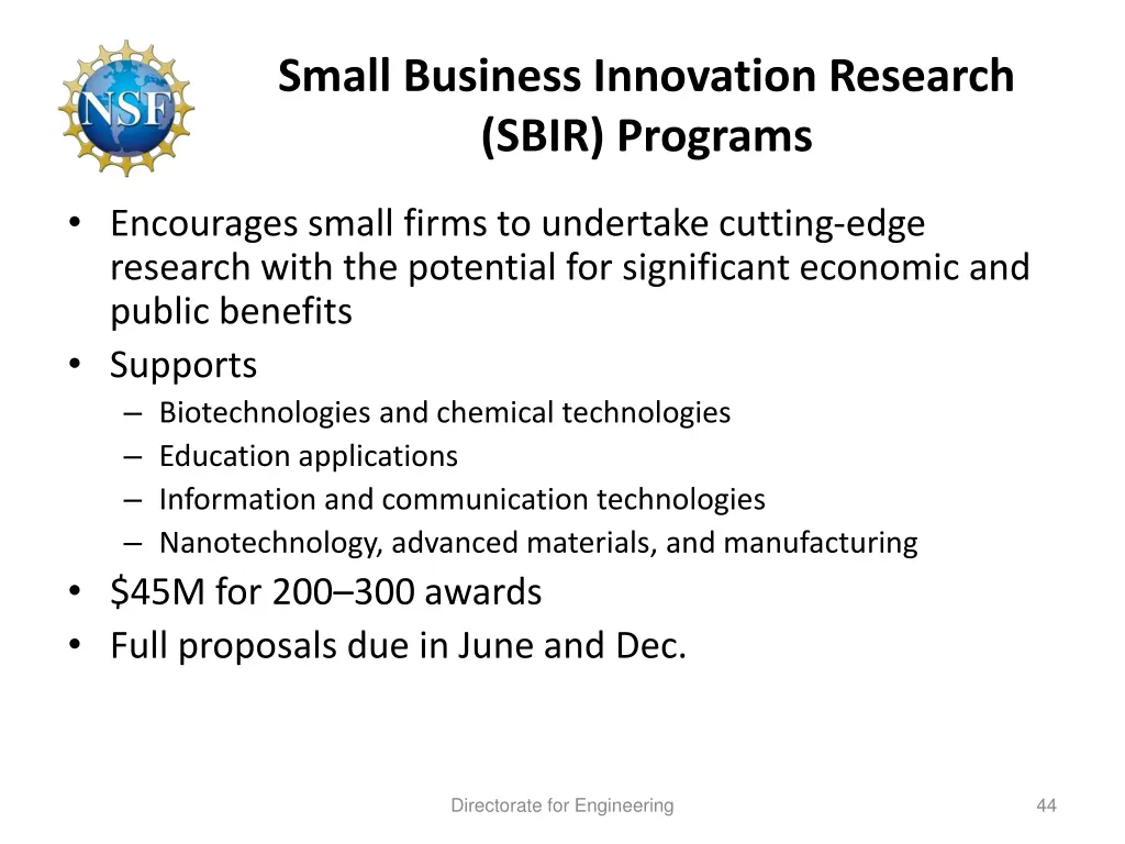 small business innovation research sbir programs