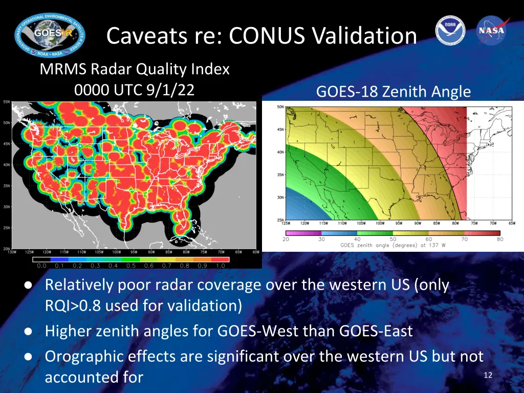 caveats re conus validation