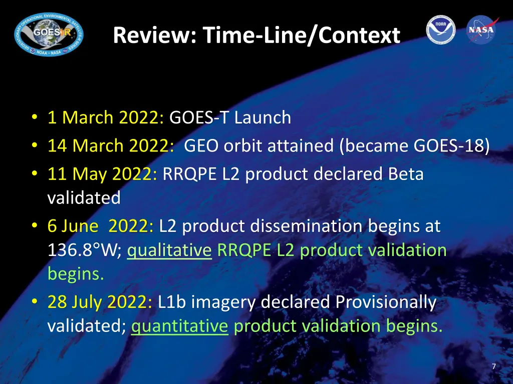 review time line context