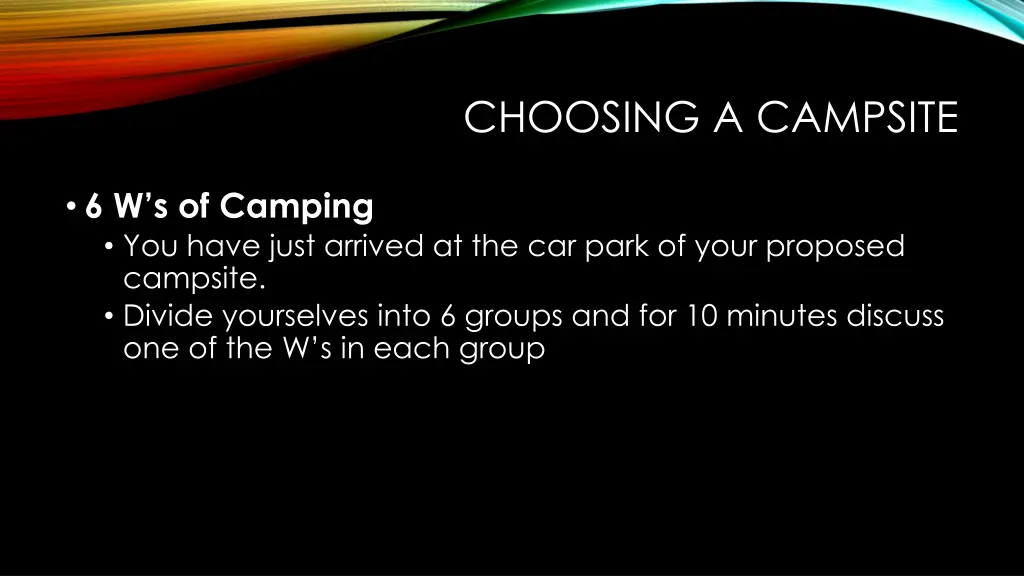 choosing a campsite