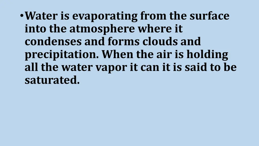 water is evaporating from the surface into