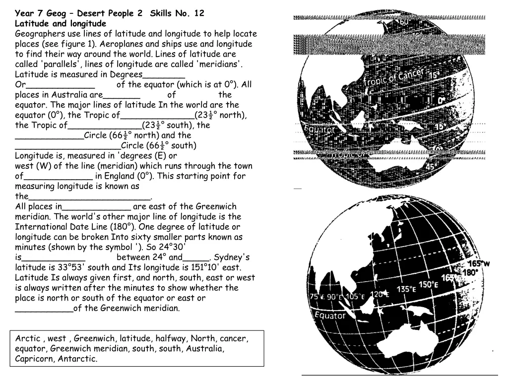 year 7 geog desert people 2 skills no 12 latitude