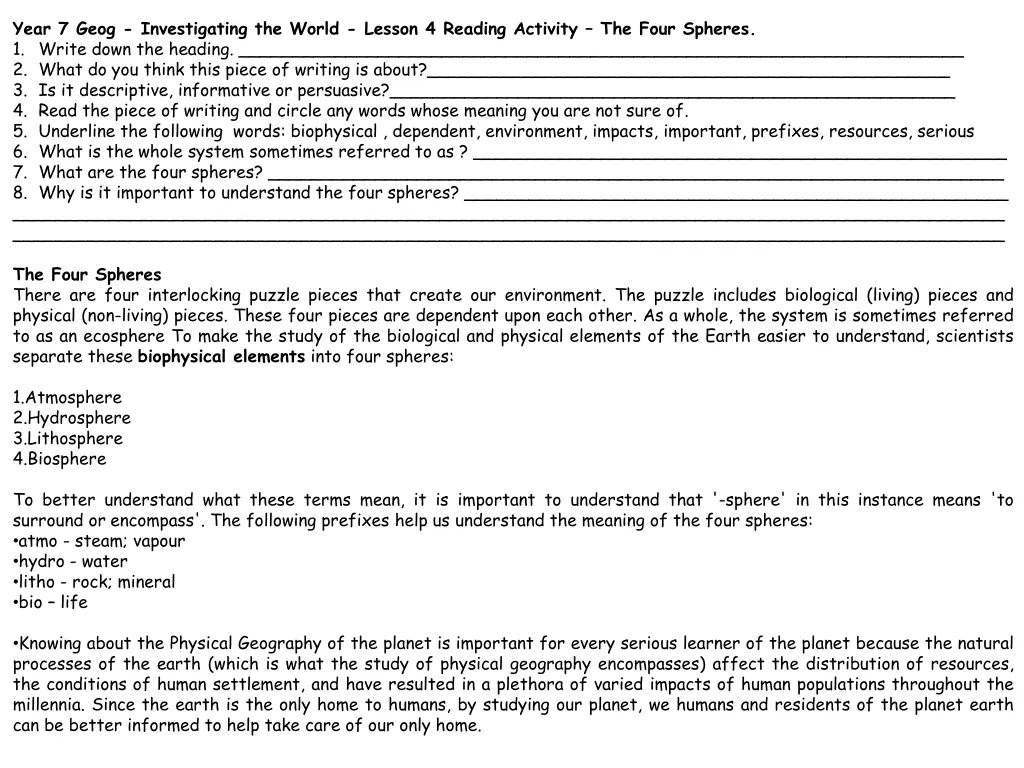 year 7 geog investigating the world lesson 3