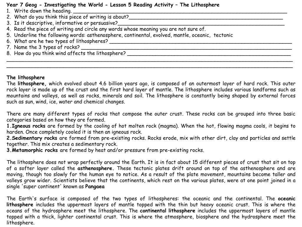 year 7 geog investigating the world lesson 4