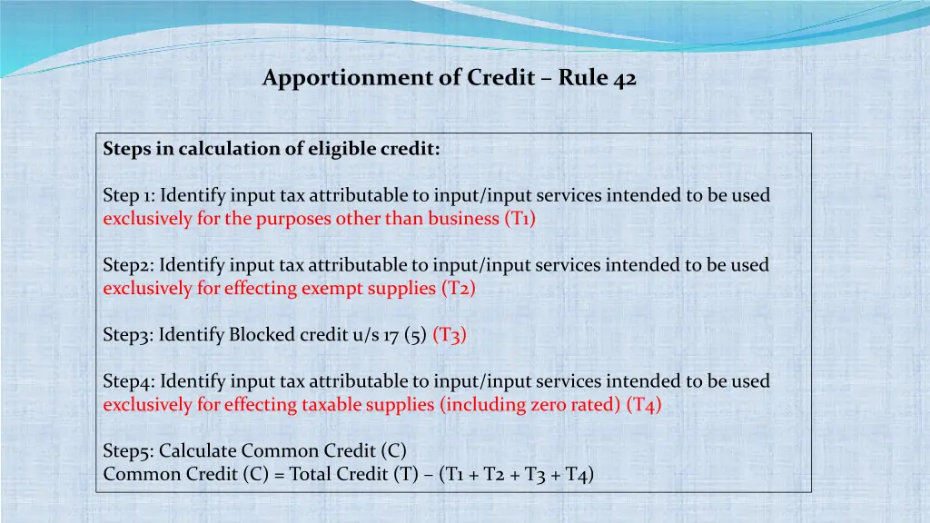 apportionment of credit rule 42