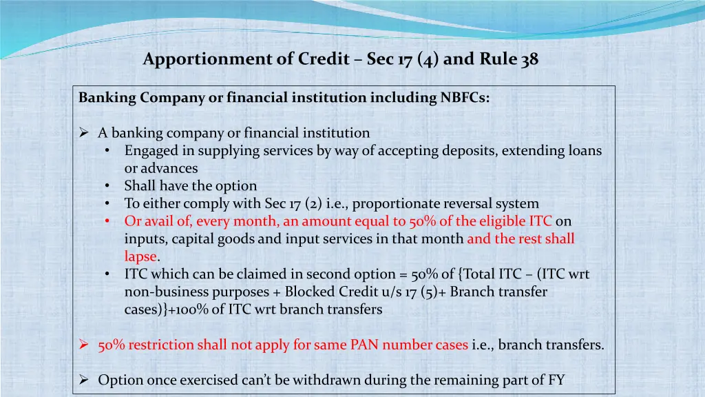 apportionment of credit sec 17 4 and rule 38