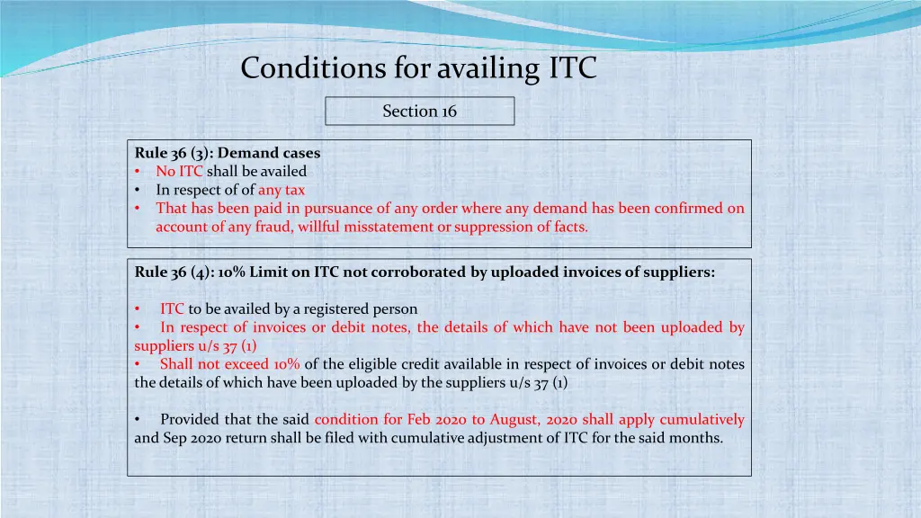 conditions for availing itc 4