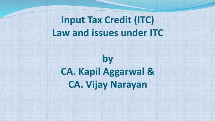 input tax credit itc law and issues under itc