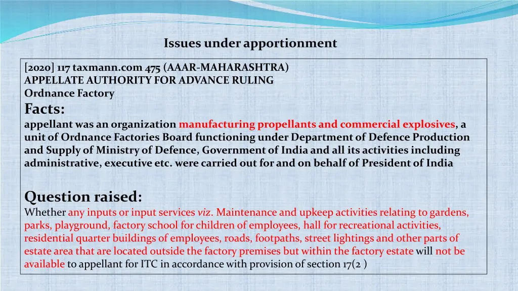 issues under apportionment 2