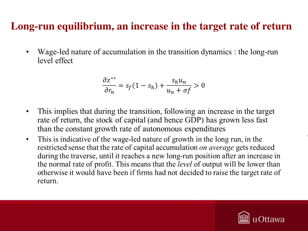 long run equilibrium an increase in the target