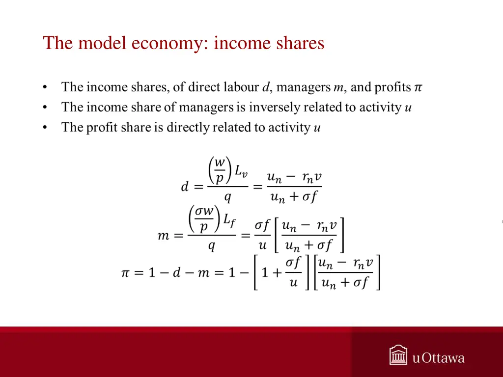 the model economy income shares