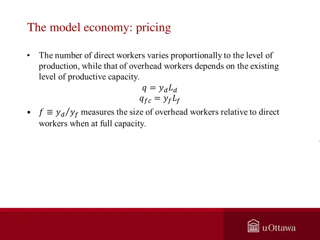 the model economy pricing