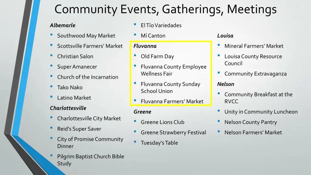 community events gatherings meetings