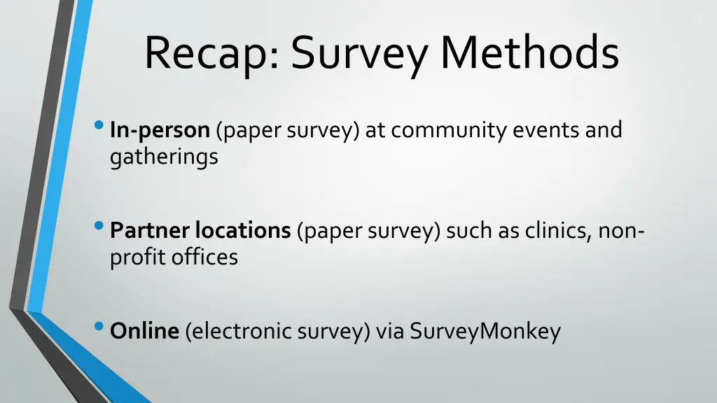 recap survey methods