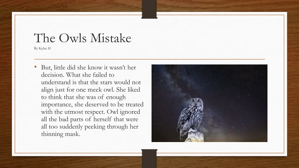 the owls mistake by kylee h 4