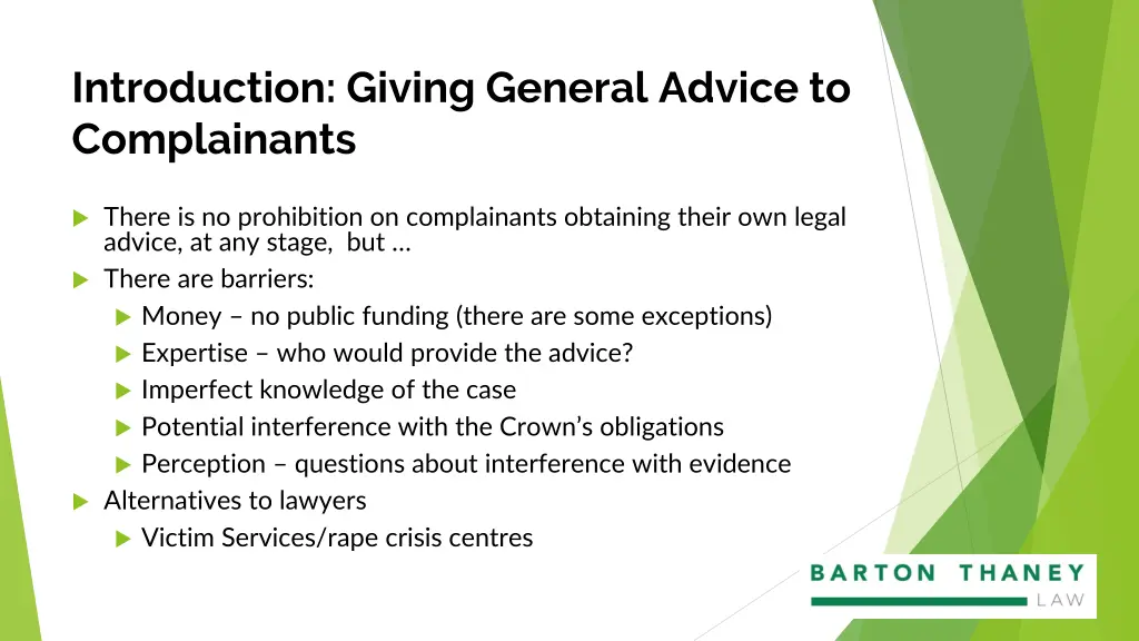 introduction giving general advice to complainants