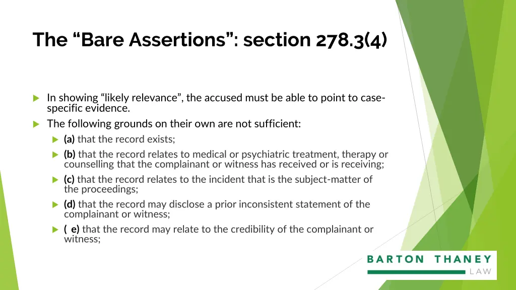 the bare assertions section 278 3 4