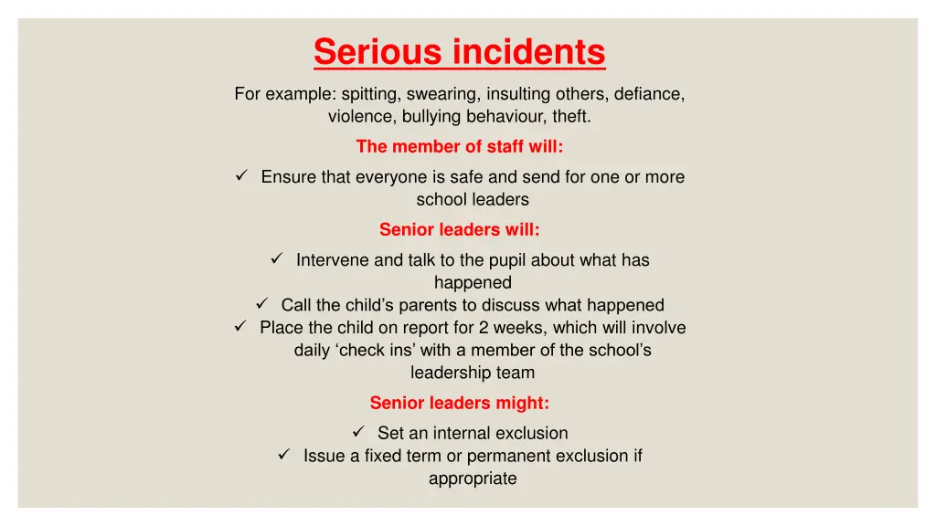 serious incidents