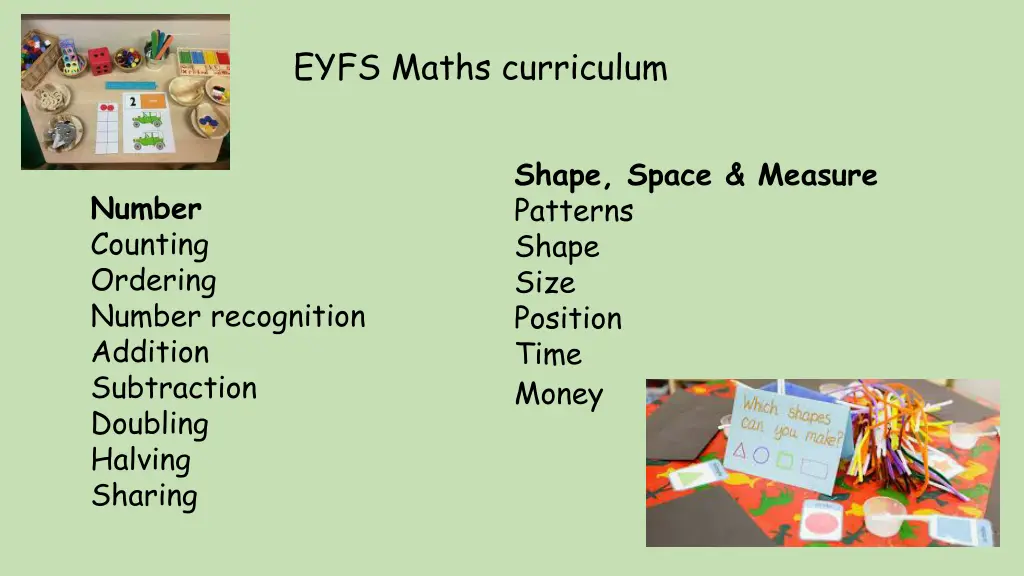 eyfs maths curriculum