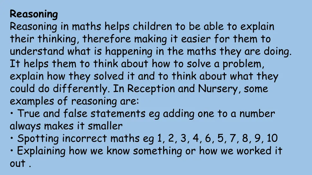 reasoning reasoning in maths helps children