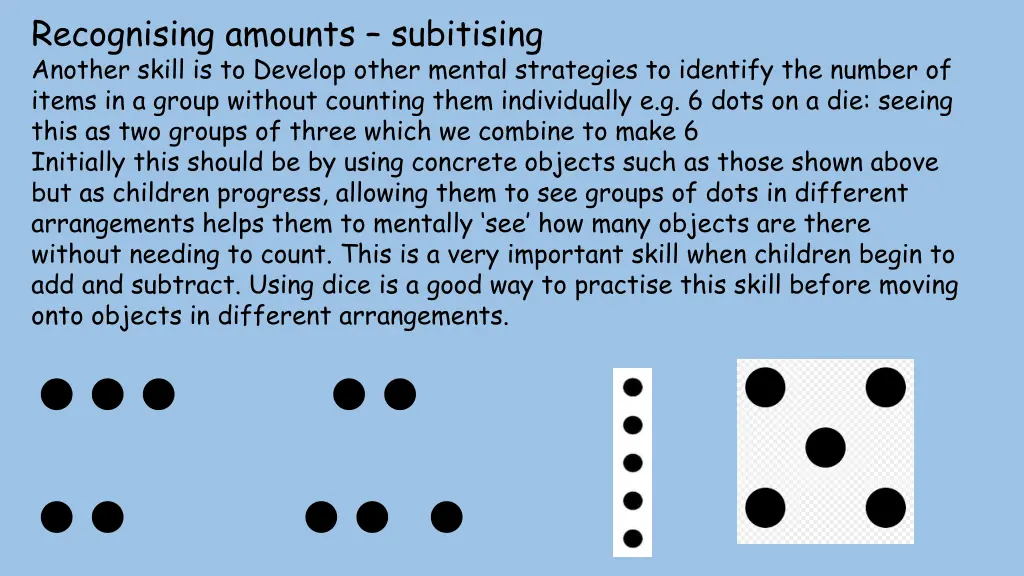 recognising amounts subitising another skill